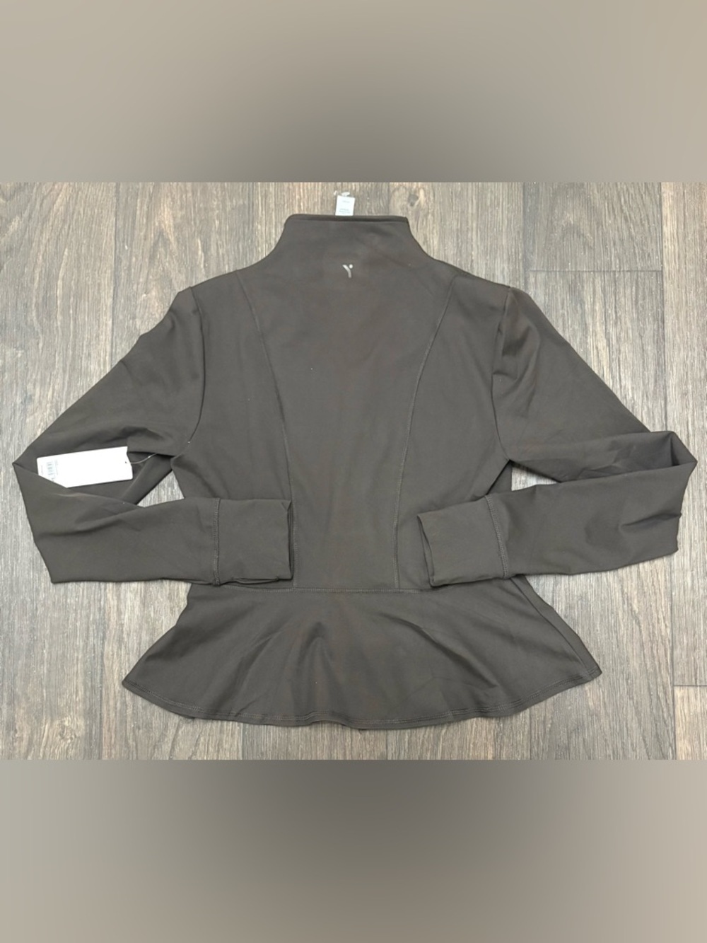 NWT Yogalicious Lux Violetta Full Zip Jacket Brown Peplum Activewear Medium - Picture 3 of 4
